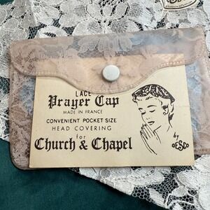 Vintage Desco French Lace Prayer Cap Head Covering Church Chapel Old Stock